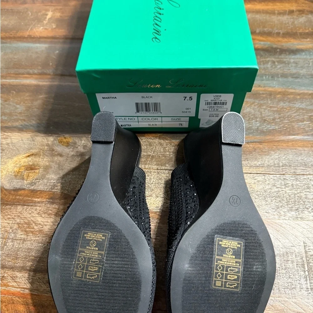 Lauren Lorraine Black‎ Embellished Wedge Sandals-New with box and dust bags